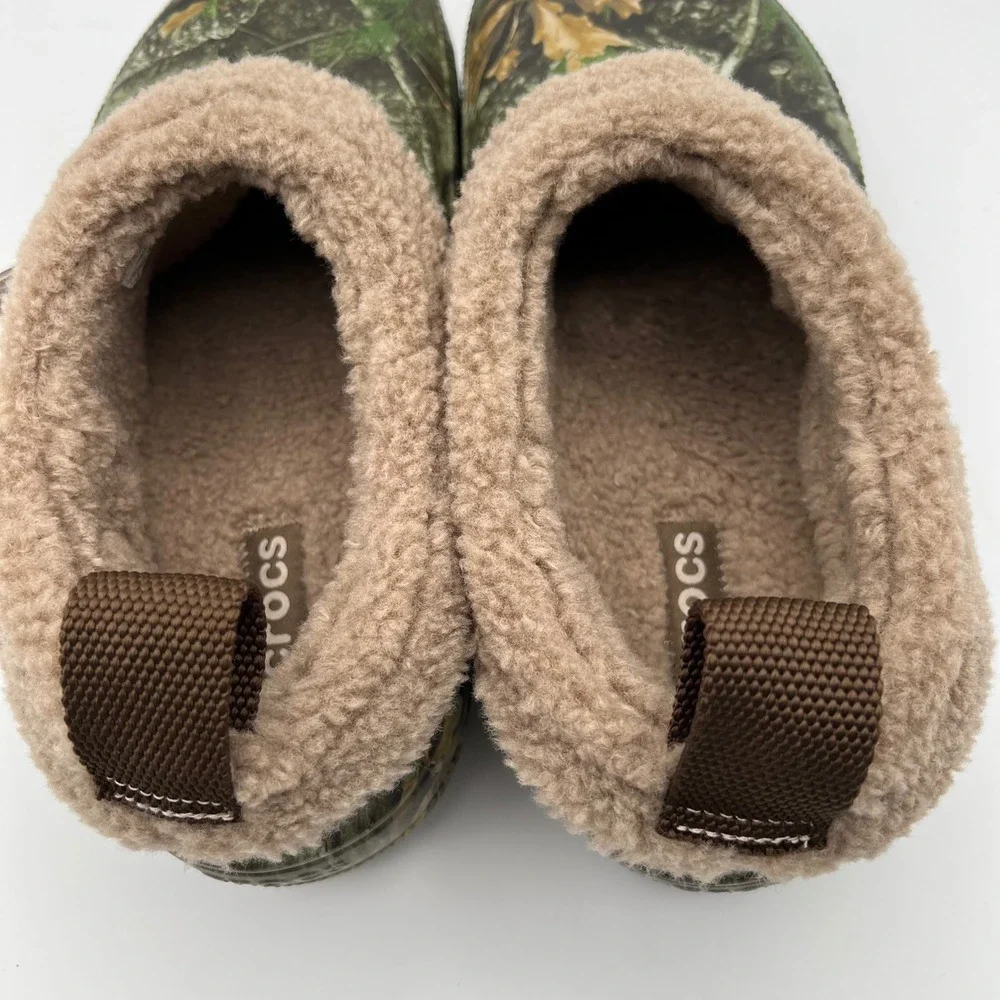 Crocs Realtree APX Classic Lined Shorty Mens 9 Green Camo Fleece Clogs‎